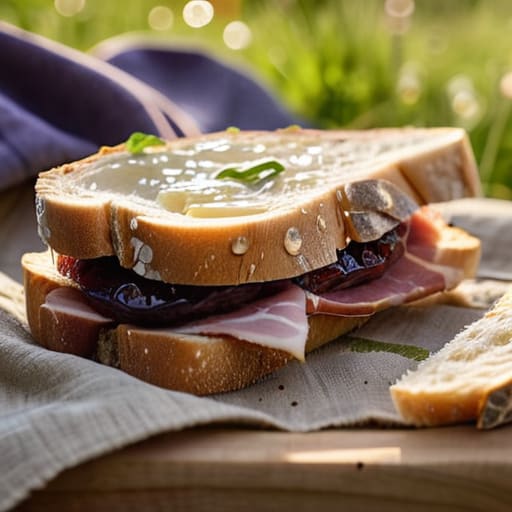 The Ultimate Crusty Sandwich Spread on baguette.