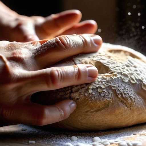 Technique for kneading dough on flour.