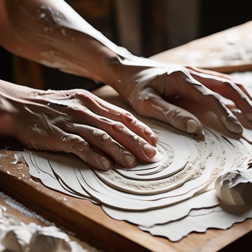 Person making paper mache art project.