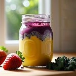Making a nutritious morning smoothie.