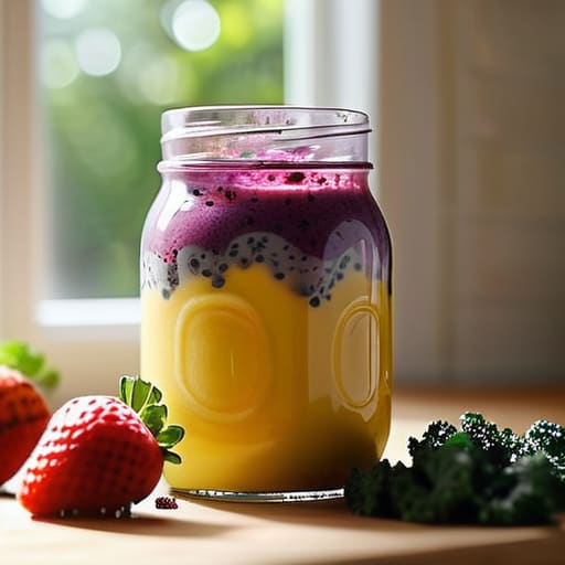 Making a nutritious morning smoothie.