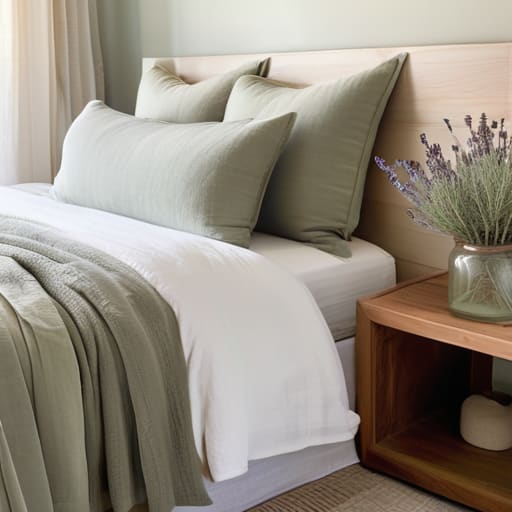 Cozy bedroom with relaxing bedroom colors.