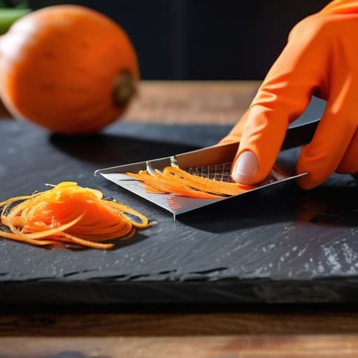 Safely slicing vegetables using a mandoline.