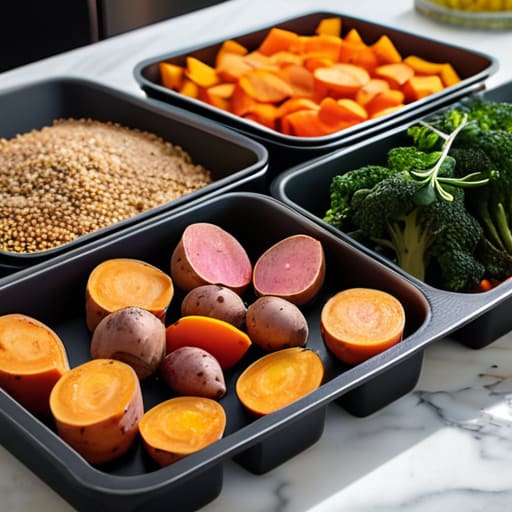 Organizing healthy weekend meal prep containers.