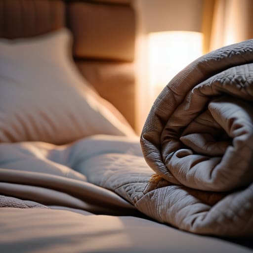 Person using weighted blankets for better sleep.